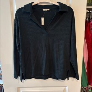 Madewell Hunter Green Ribbed Long Sleeve Top